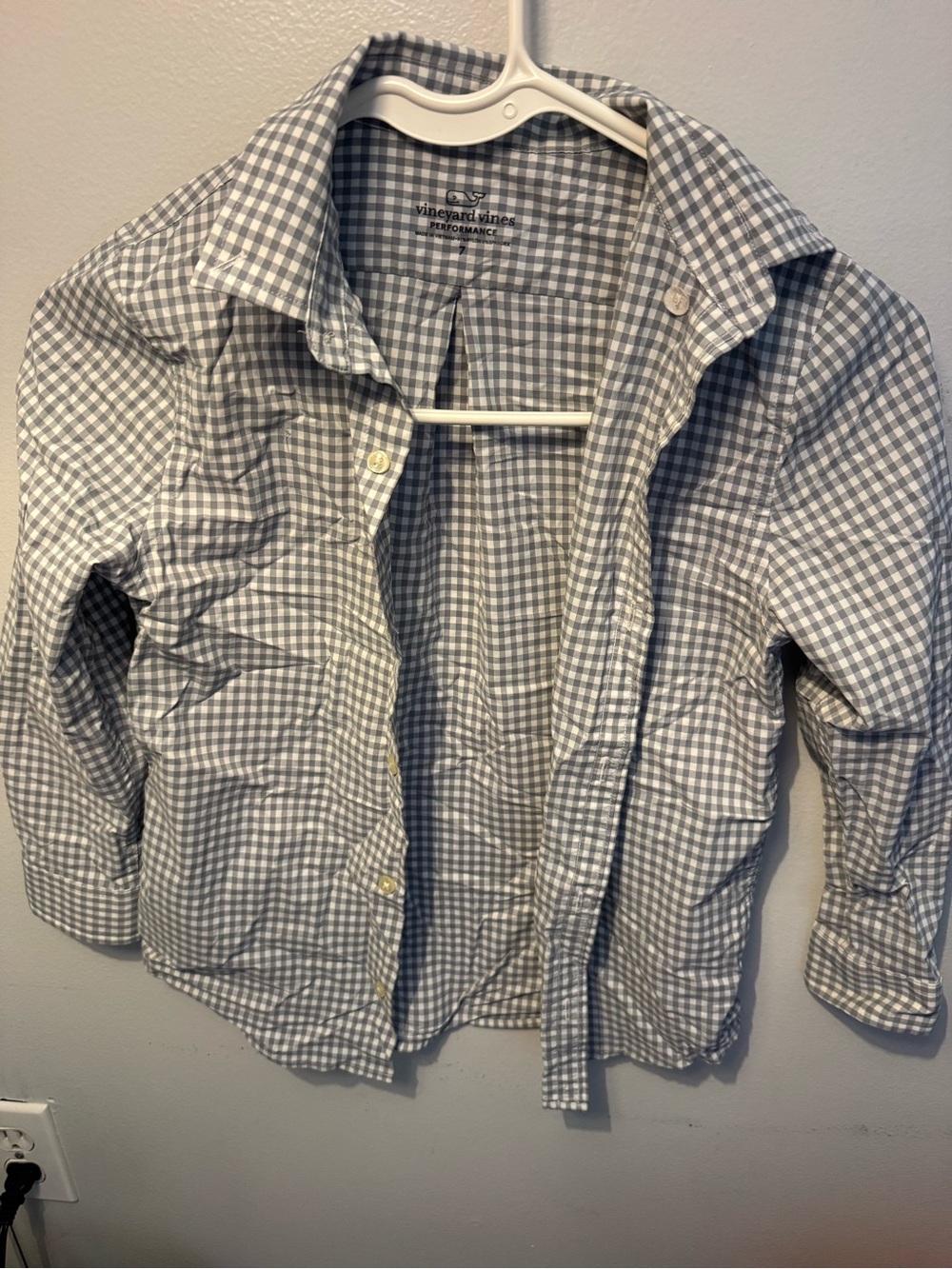 Vineyard Vines Gray & White Gingham Performance Shirt
